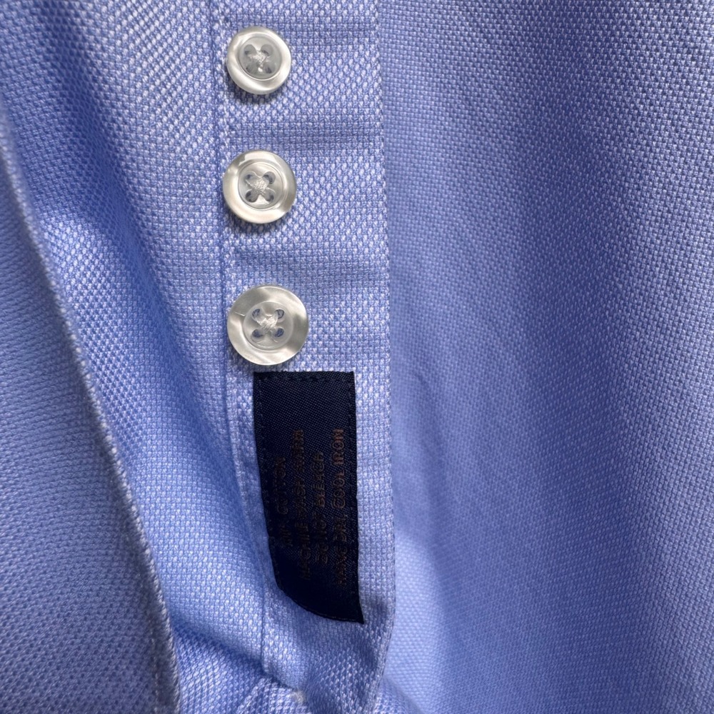 David Donahue Trim Dress Shirt 15.5 34/35 Blue Royal Oxford Cotton‎ Woven Spread - Picture 8 of 9